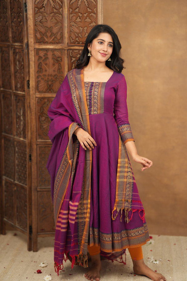 Mehana  collection
Pure cotton temple Anarkali